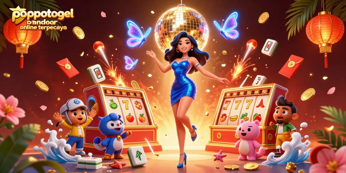 Spin the reels at popotogel bandar online terpercaya with a glamorous lady in a dynamic casino setting.