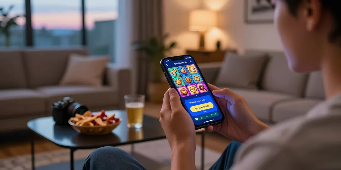 Engaging gameplay scene with smartphone showcasing deposit pulsa tanpa potongan feature in a vibrant living room atmosphere.
