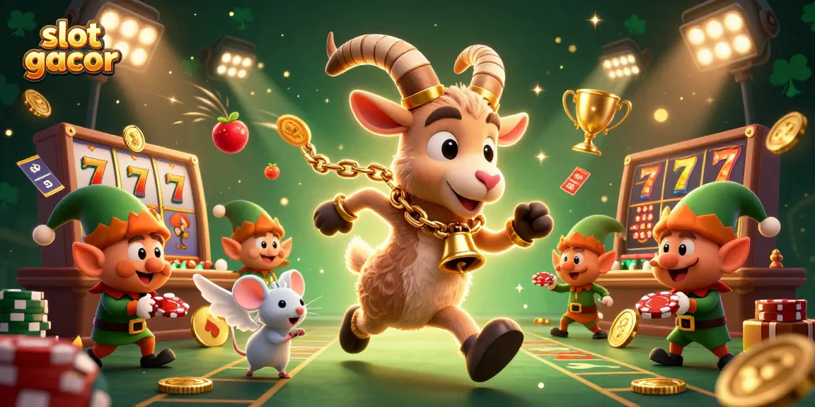 Experience thrilling gameplay with slot gacor in a festive casino scene featuring lively characters and action.