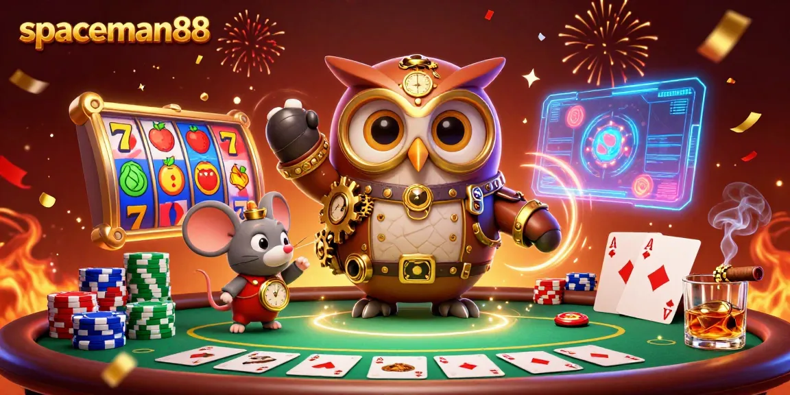 Experience thrilling gameplay with spaceman88 in a vibrant casino scene featuring dynamic slot elements.