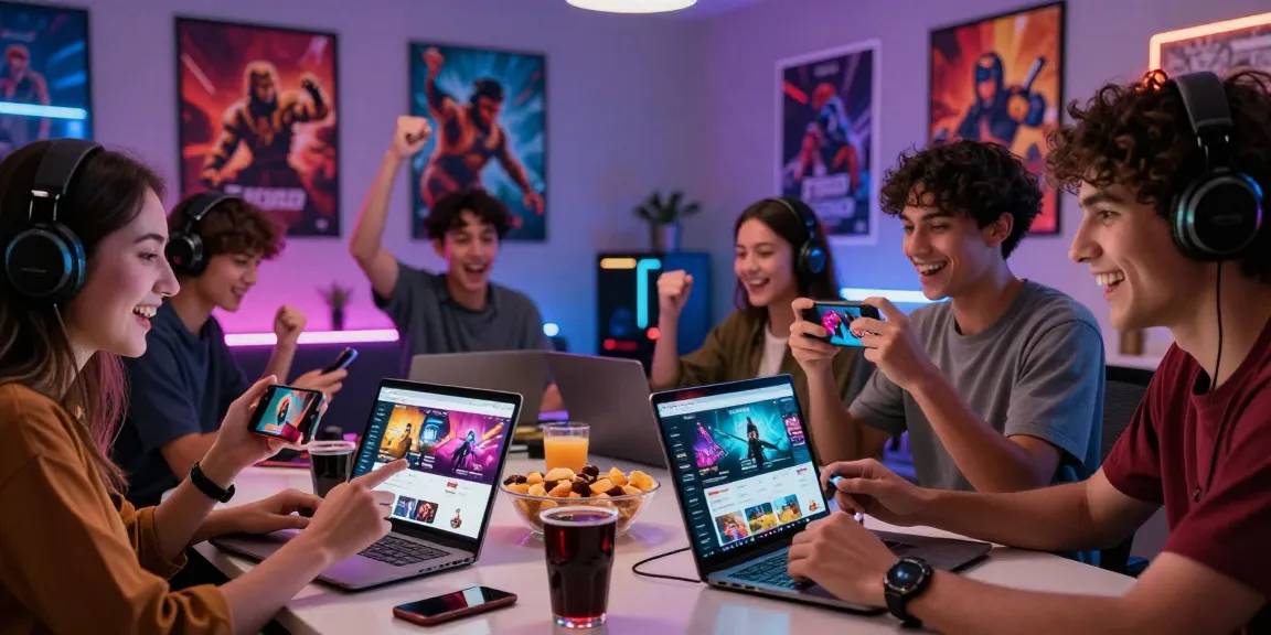 Friends enjoying immersive gaming on INDOCAIR platform, showcasing excitement and camaraderie.