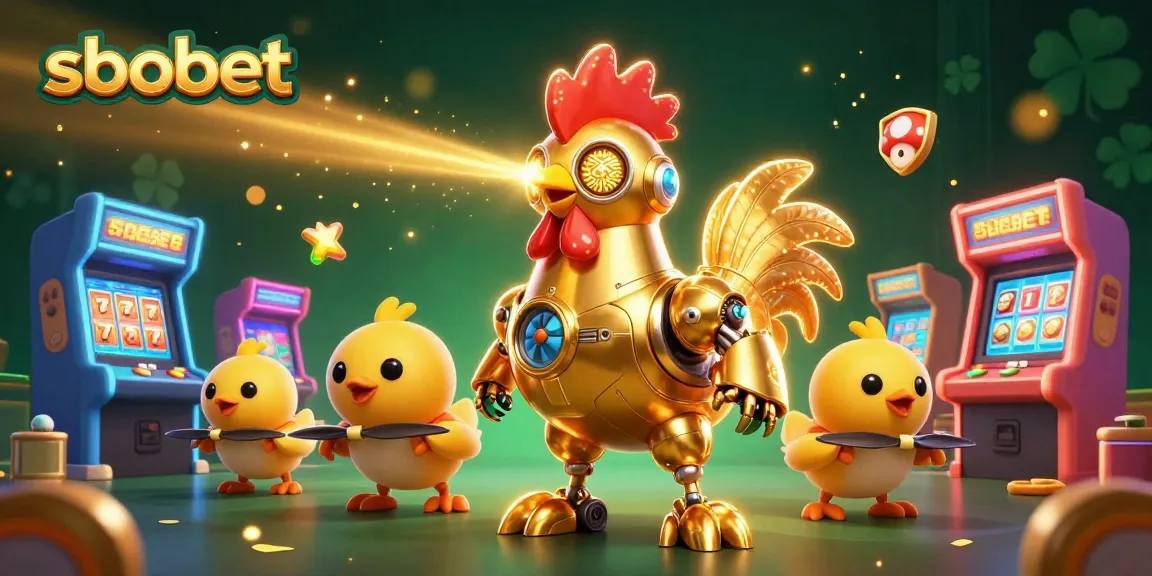 Engage with sbobet sports betting excitement through 3D illustration of a whimsical robot and drones.