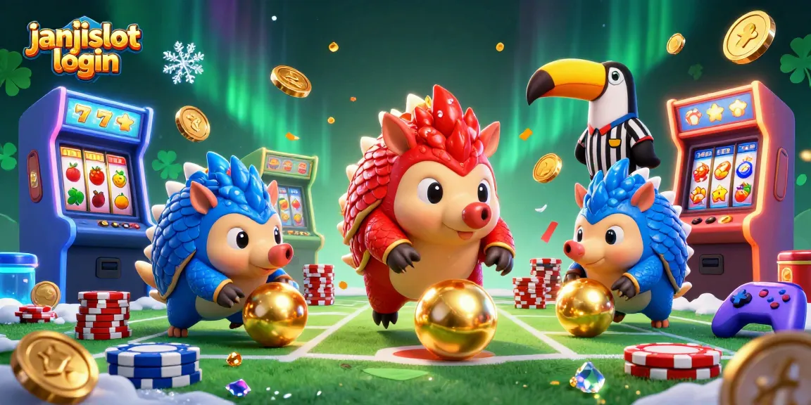 Engage with thrilling janjislot login adventure alongside rival pangolins in a vibrant casino scene.