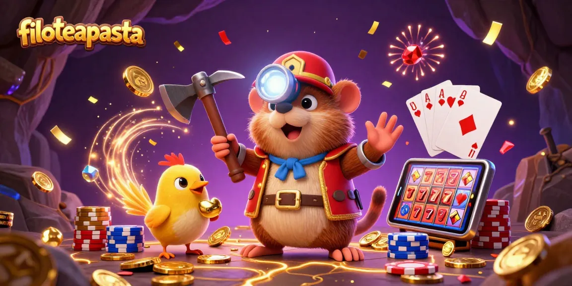 Experience filoteapasta's casino adventure with a treasure hunter mole and vibrant gaming elements!
